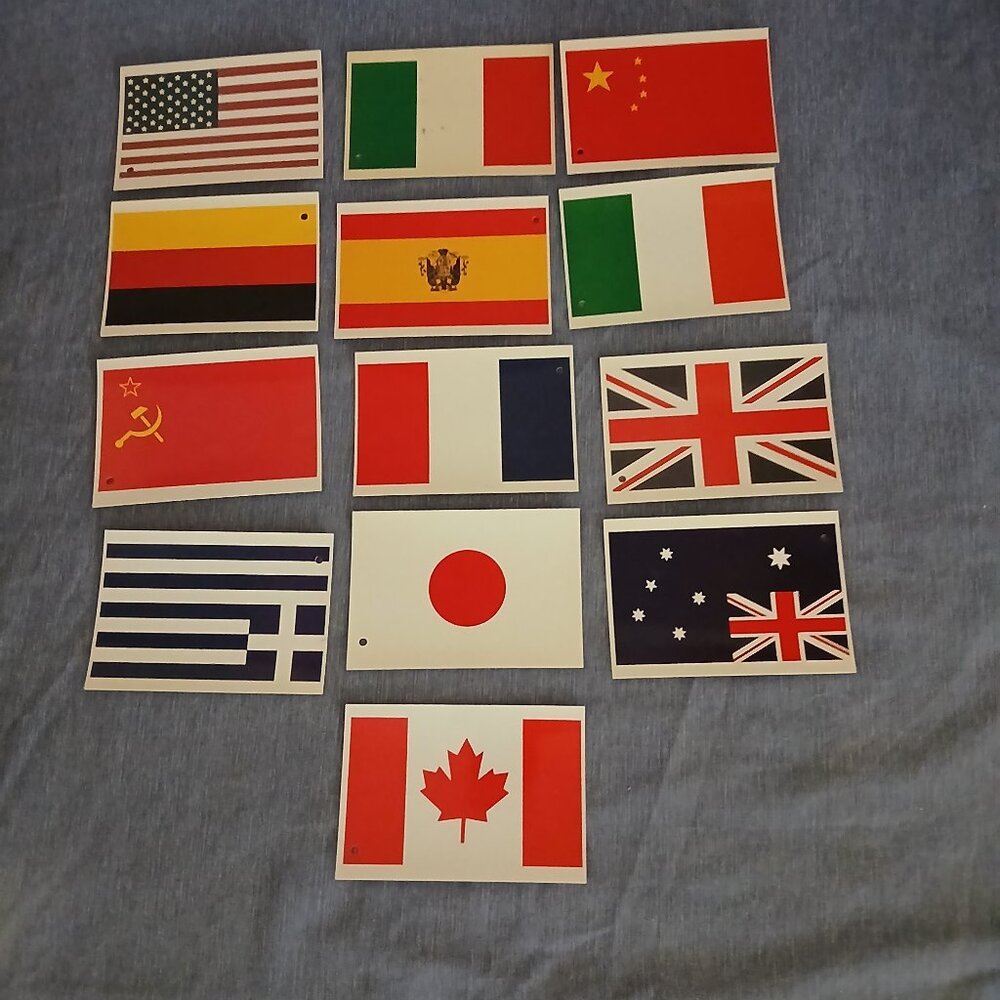 Vintage Country Flags Postcards set of 13 Flags